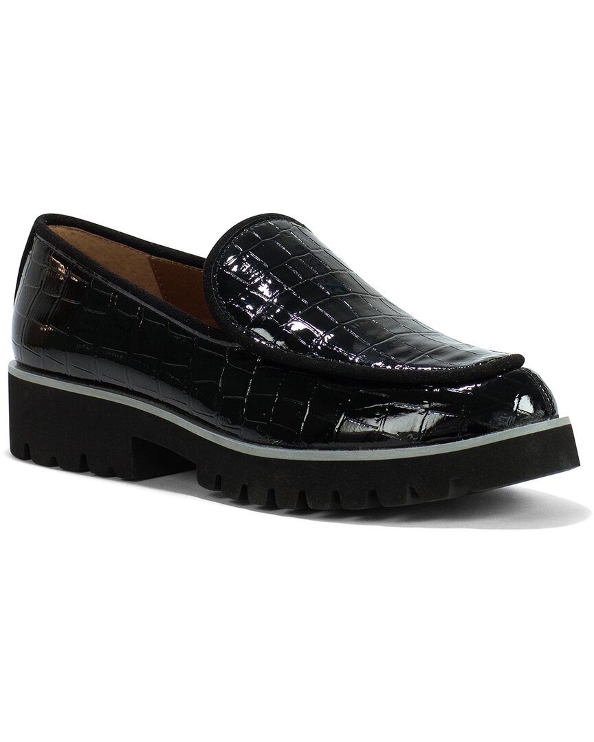 Shop Donald Pliner Eclipse Crocco Patent Loafer In Black