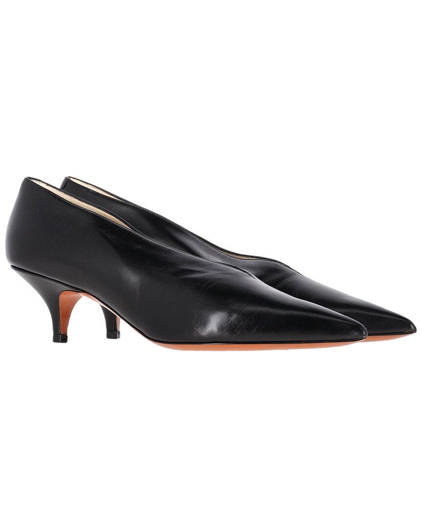 Pre-owned Celine Women's Leather Pointed Toe Pump (authentic Pre-loved) In Black