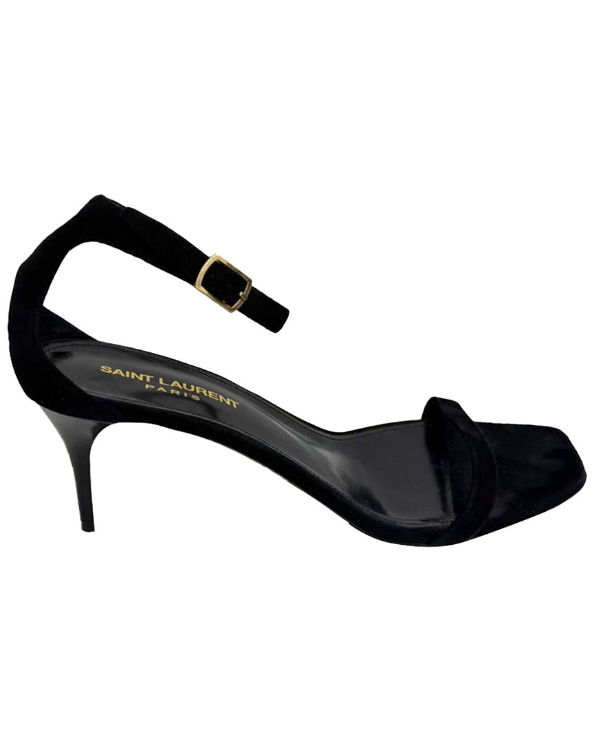 Pre-owned Saint Laurent Women's Suede Lexi 65 Ankle Strap Sandal (authentic Pre-loved)