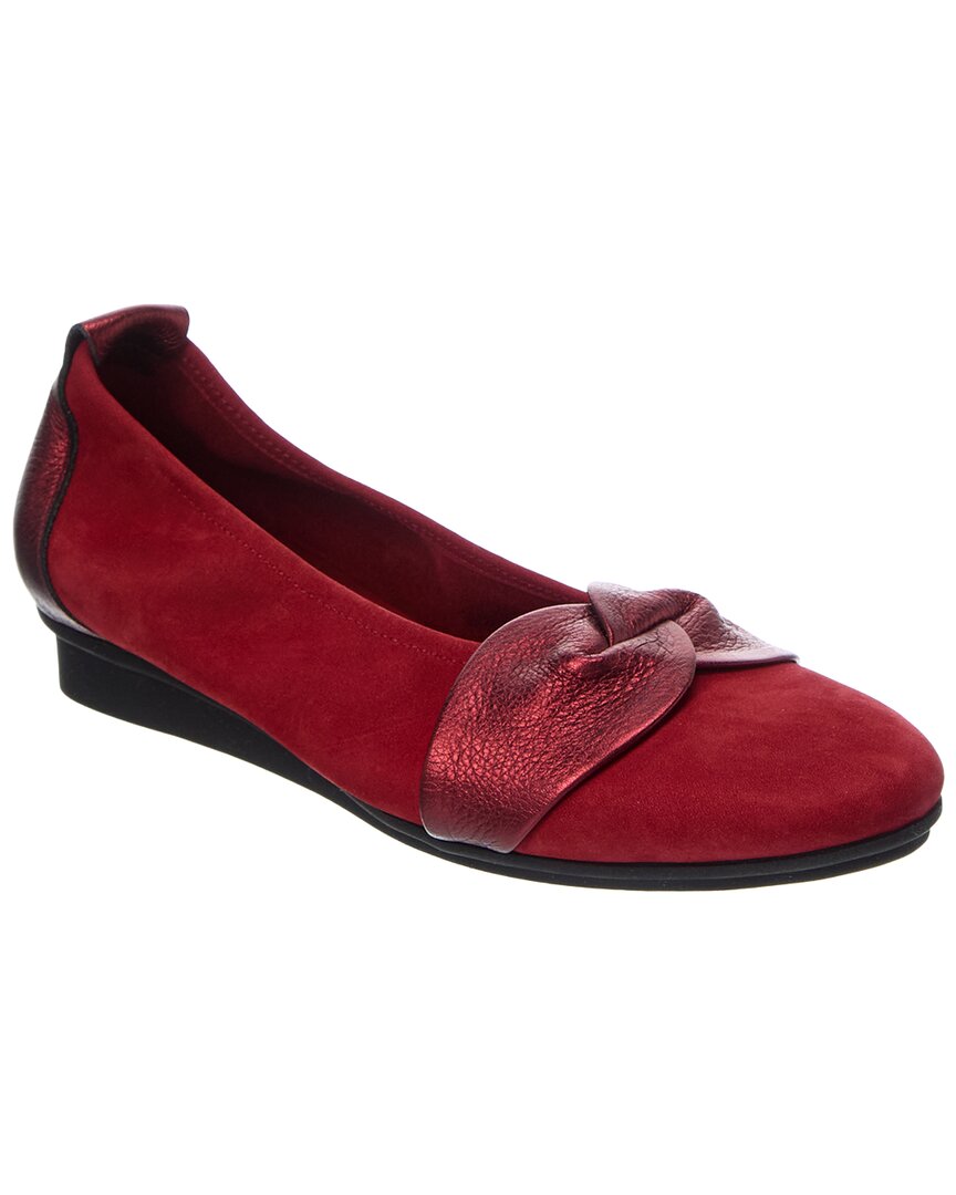 Arche Ninika Nubuck & Shade Opera Flat In Red