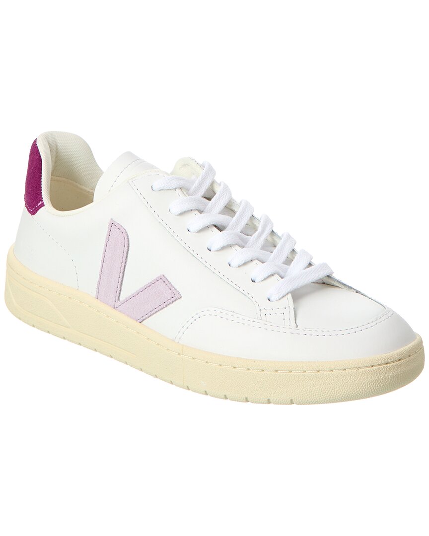 Veja V-12 Suede-trimmed Leather Sneakers In Pink