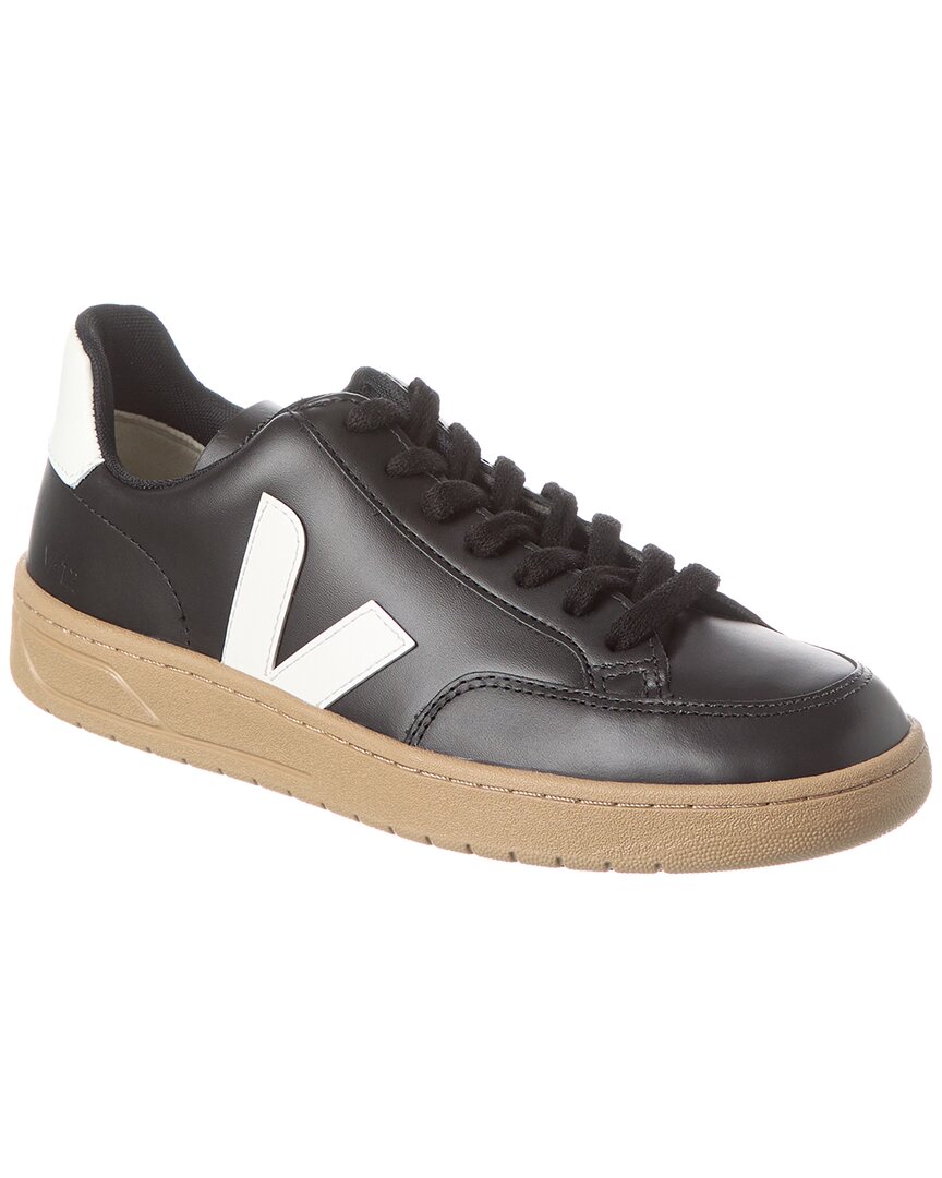 Veja V-12 Leather Sneaker In Black