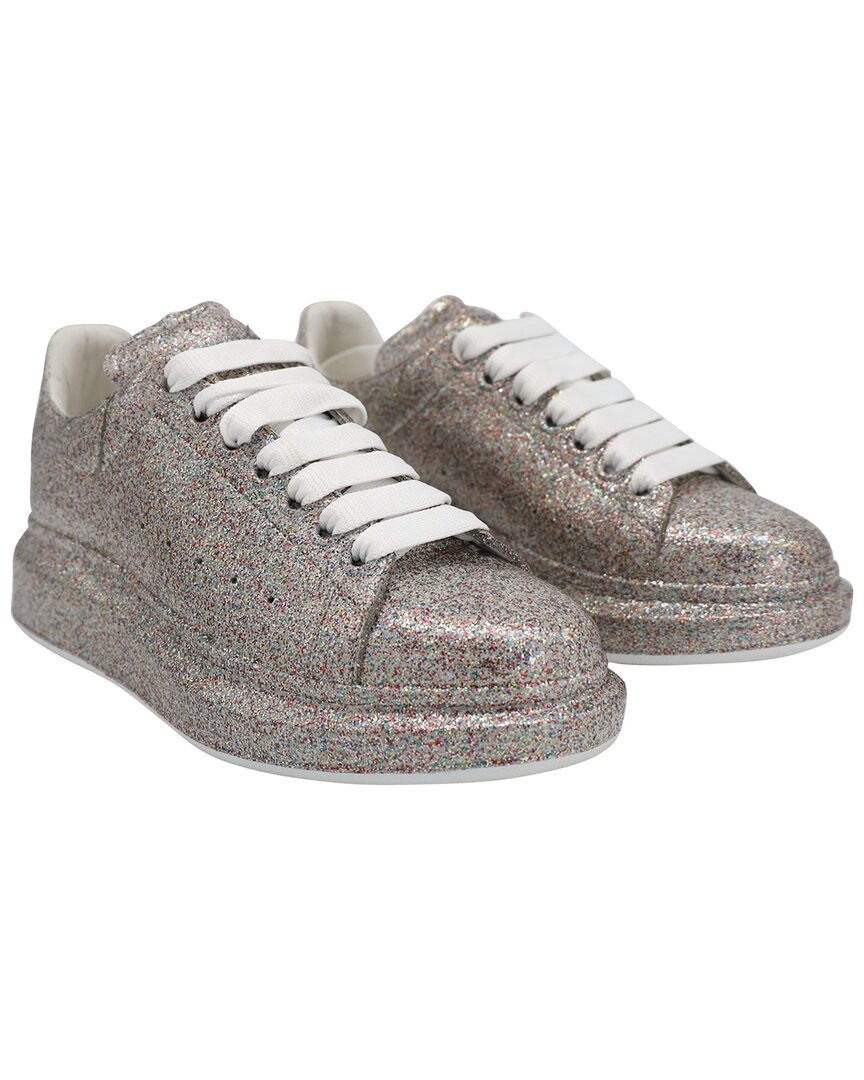 Alexander Mcqueen Women's Leather Multicolor Glitter Spray Oversized Sneaker (authentic Pre-loved) In Gray