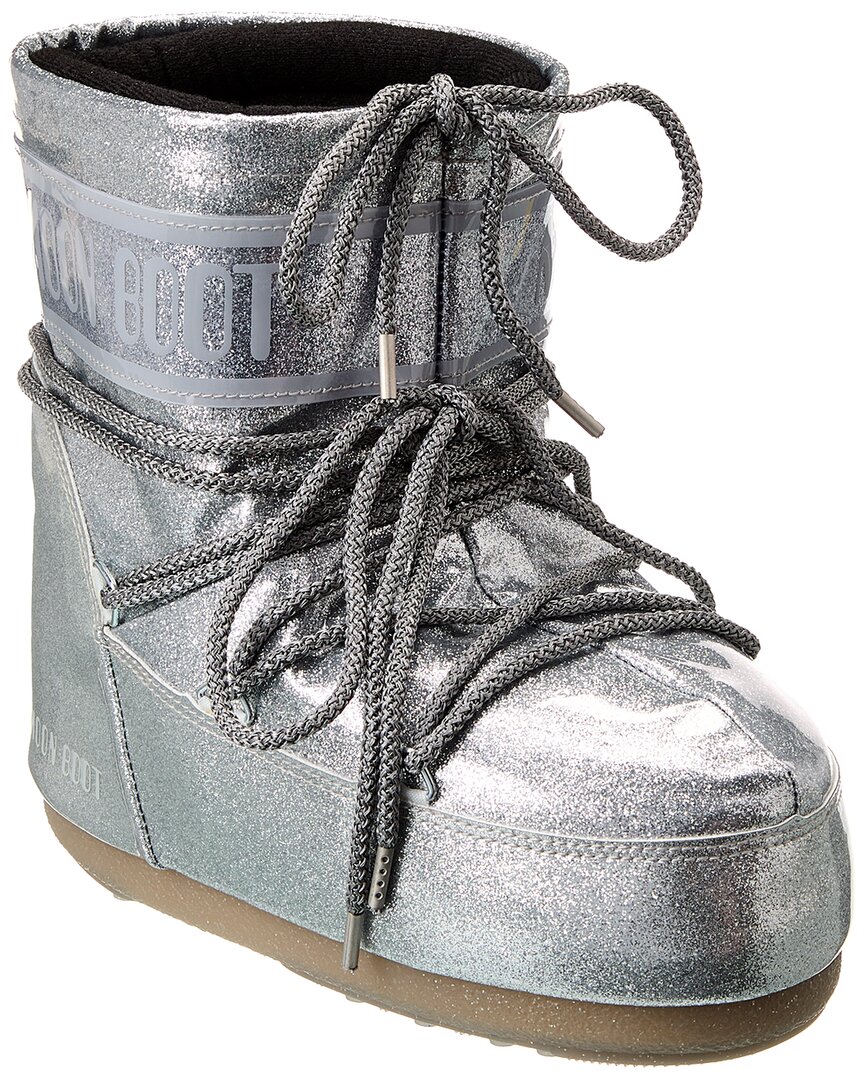 Moon Boot ® Icon Glitter Fabric Boot In Silver
