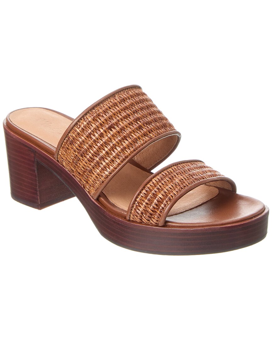 Shop Madewell Double-strap Straw & Leather Platform Sandal In Brown