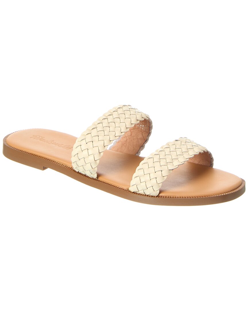Shop Madewell Braided Double-strap Leather Slide In White