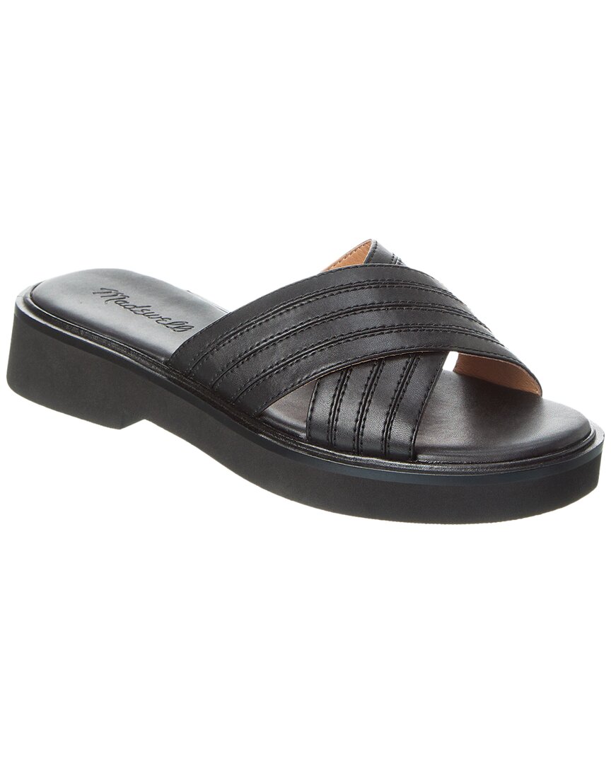 Shop Madewell Pieced Crisscross Leather Slide In Black