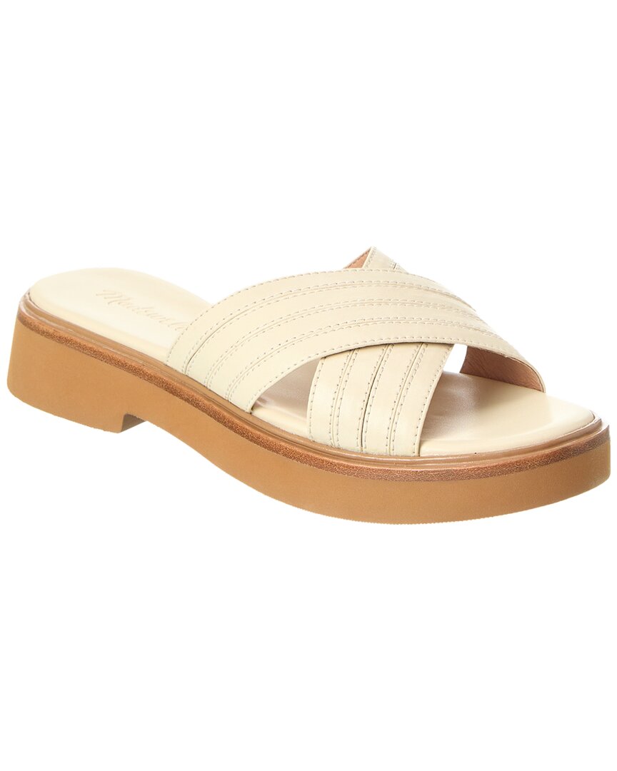 Shop Madewell Pieced Crisscross Leather Slide In White