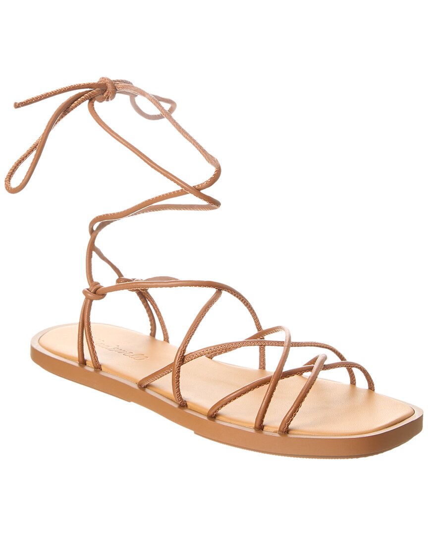 Shop Madewell Lace-up Leather Sandal In Brown