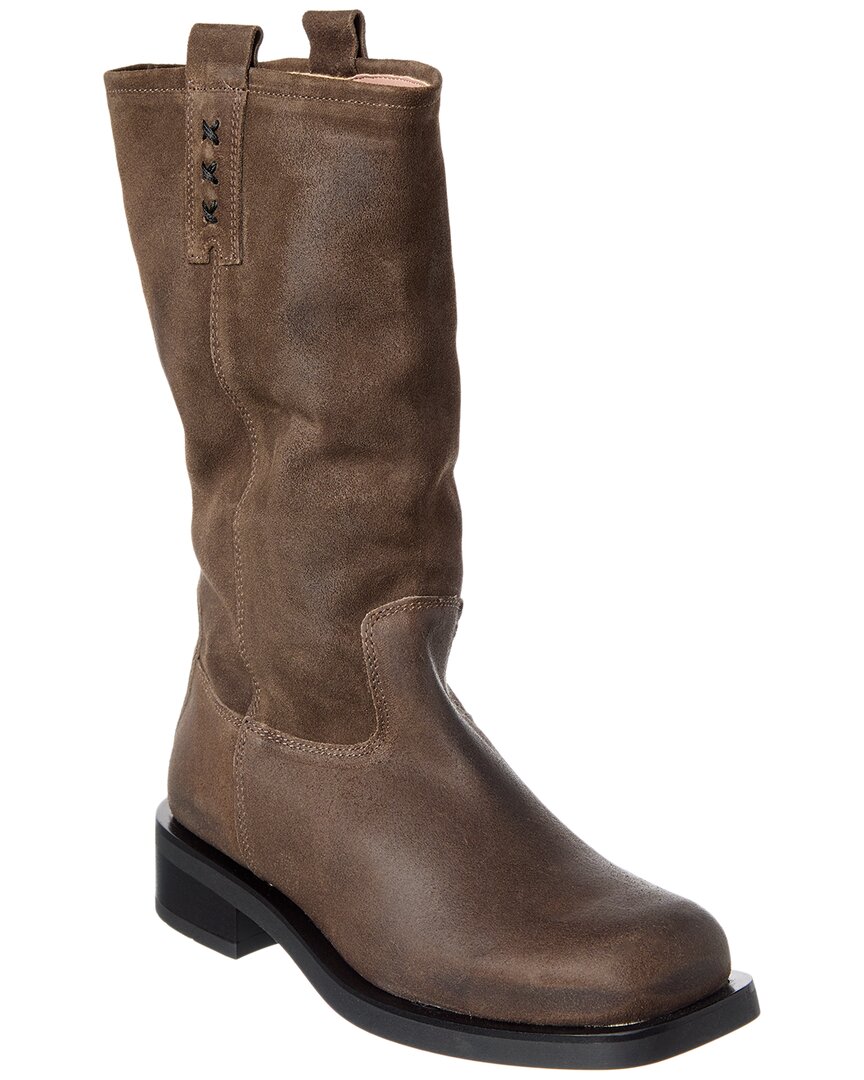 Scotch & Soda Doris Leather Knee-high Boot In Brown