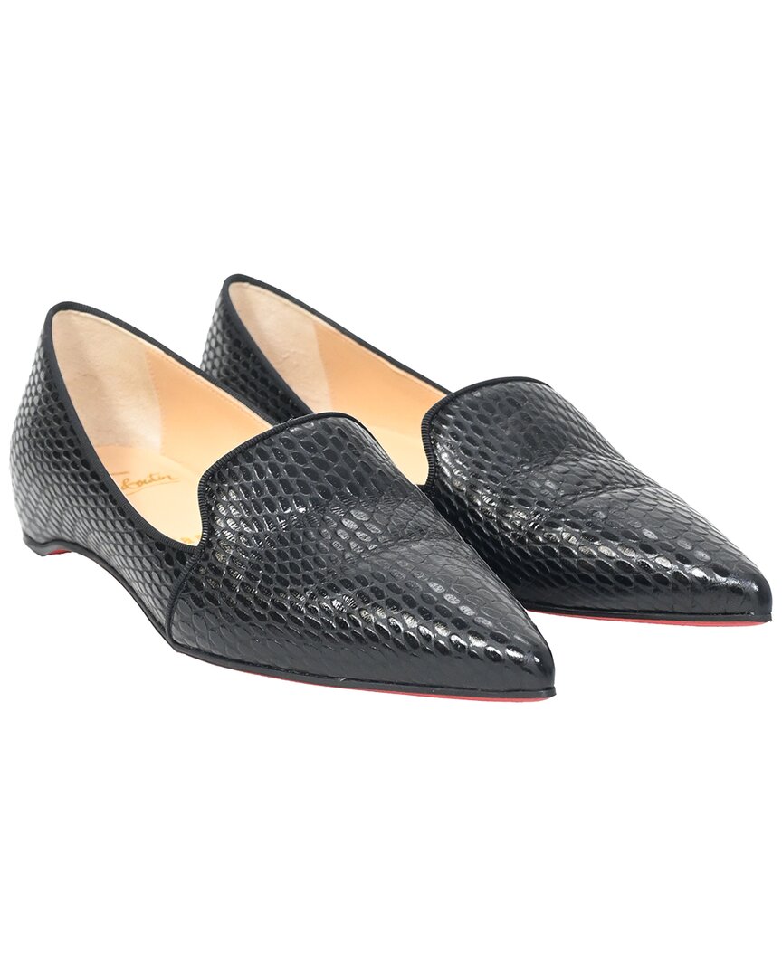 Christian Louboutin Women's Calfskin Leather Kashasha Lizard Embossed Ballet Flat (authentic Pre-lov In Black