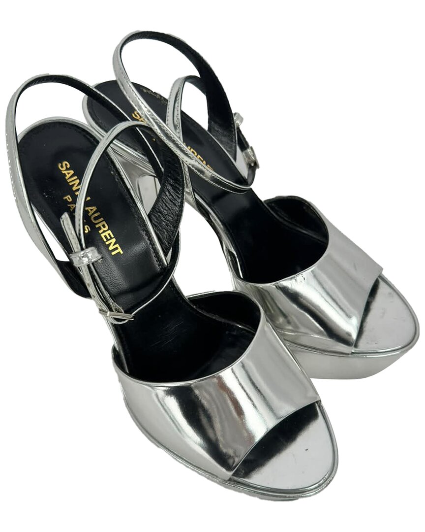 Pre-owned Saint Laurent Women's Patent Leather Jodie Platform Sandal (authentic Pre-  Loved)