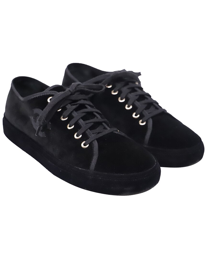 Pre-owned Chanel Women's Leather Interlocking Cc Logo Sneaker (authentic Pre-loved)