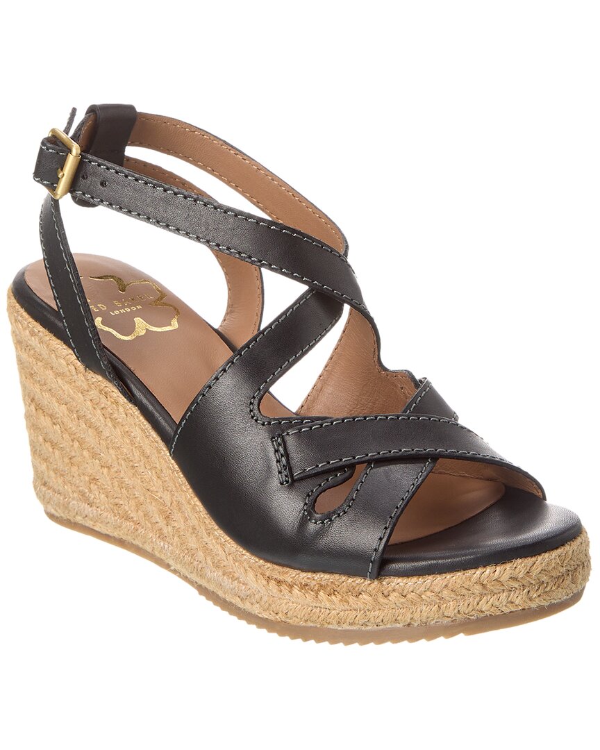 Shop Ted Baker Tamyaa Leather Wedge Sandal In Black