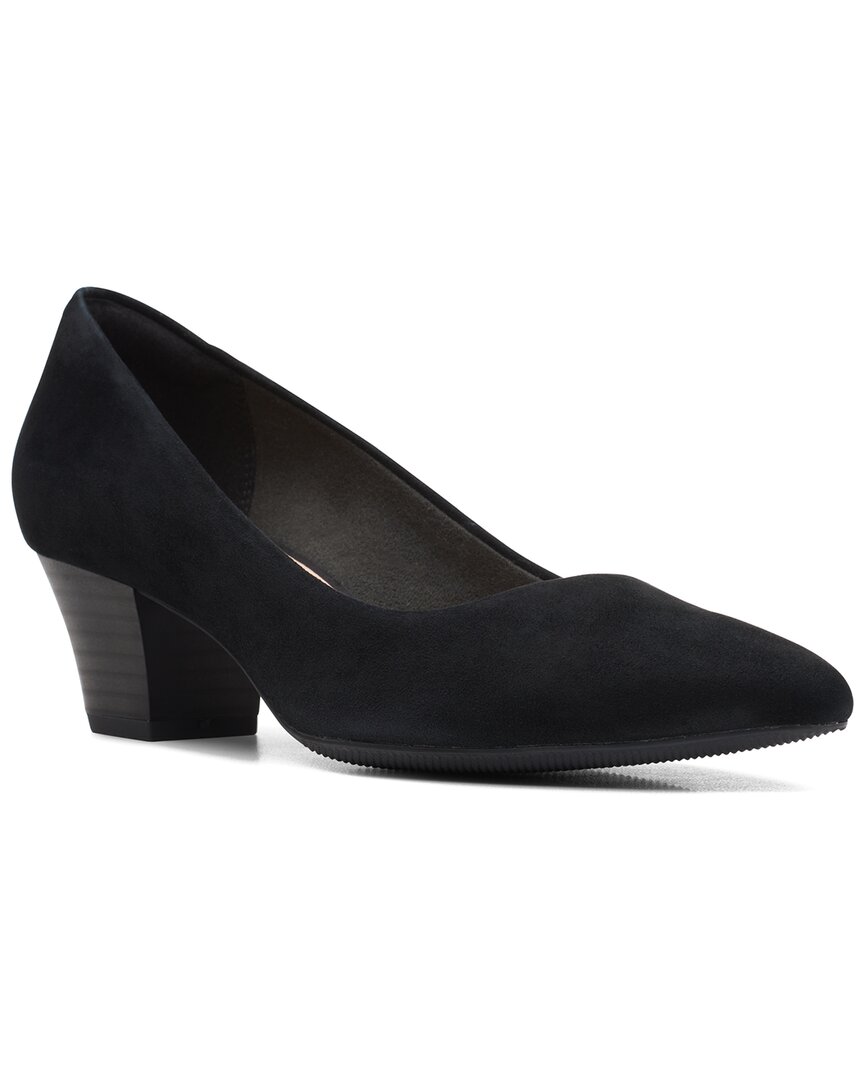 Clarks Teresa Step Womens Suede Pointed Toe Block Heels In Black