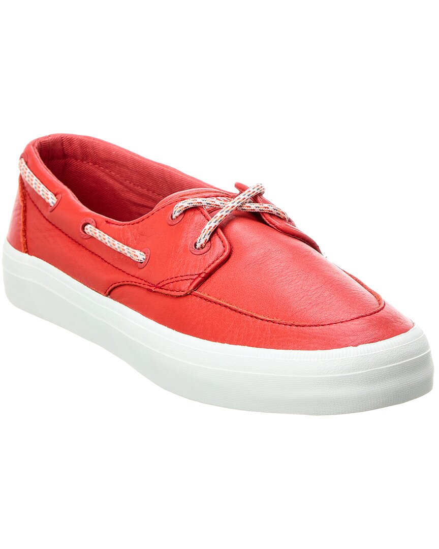 Shop Sperry Crest Leather Boat Shoe In Red