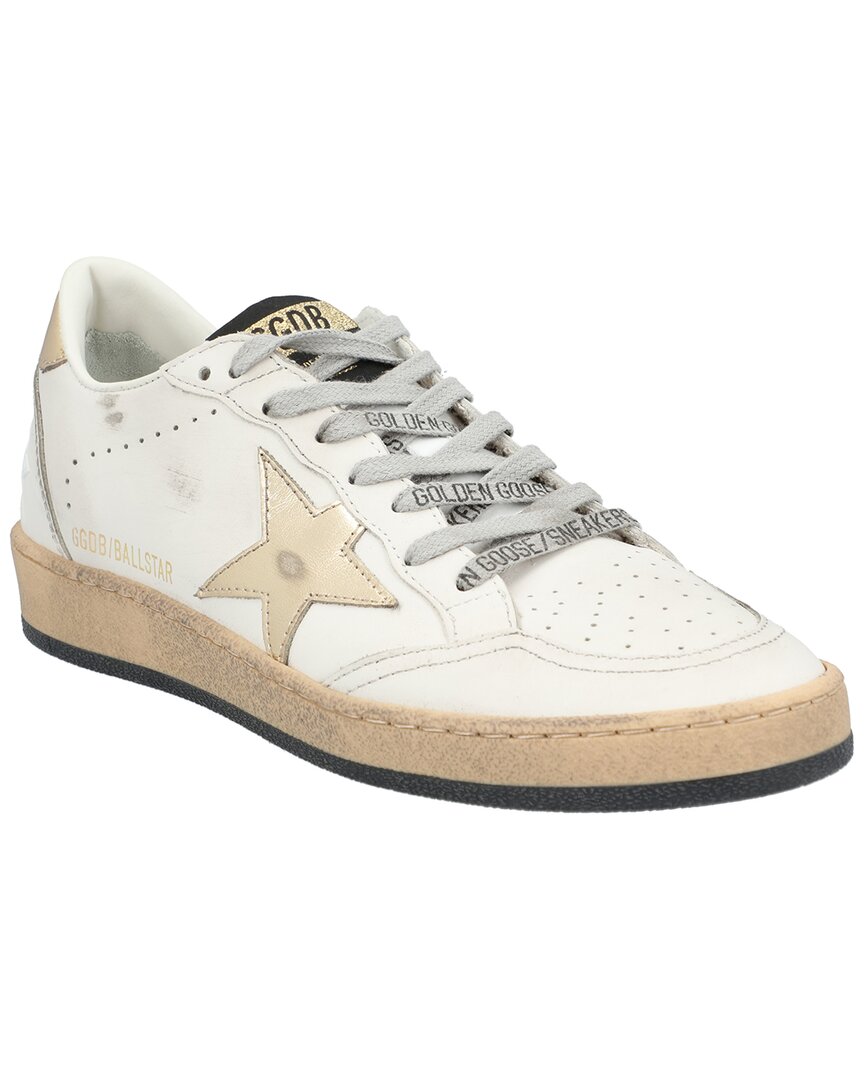 Shop Golden Goose Deluxe Brand Ballstar Leather Sneaker In White