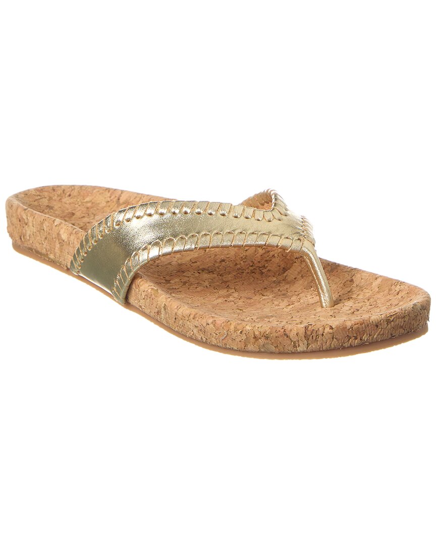 Shop Jack Rogers Thelma Leather Flip Flop In Gold