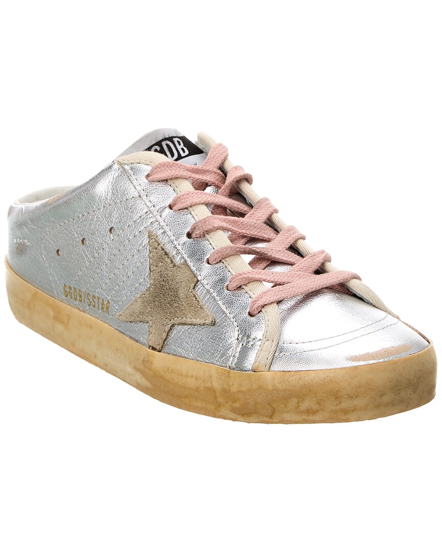 Golden Goose Superstar Sabot Leather Sneaker In Silver