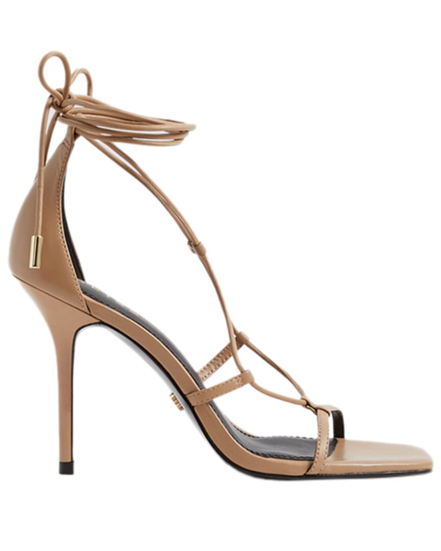 Reiss Kali Leather Heeled Sandal In Neutral
