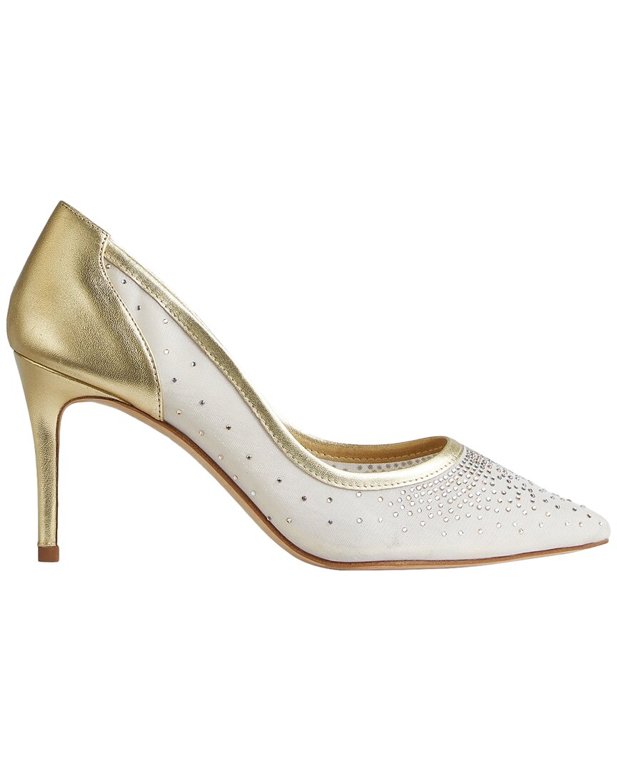 Lk Bennett Womens Nat-nude Liberty Crystal-embellished Mesh And Leather Heeled Courts