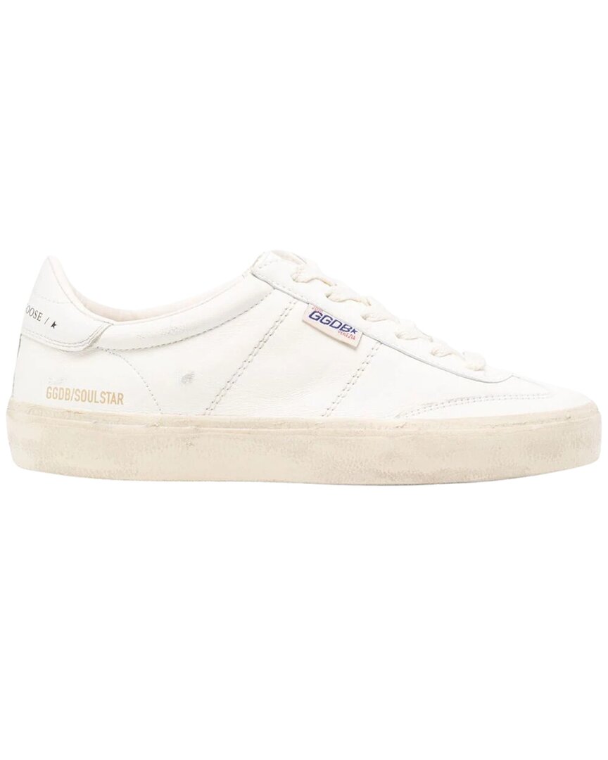 Shop Golden Goose Soul Star Leather Sneaker In White