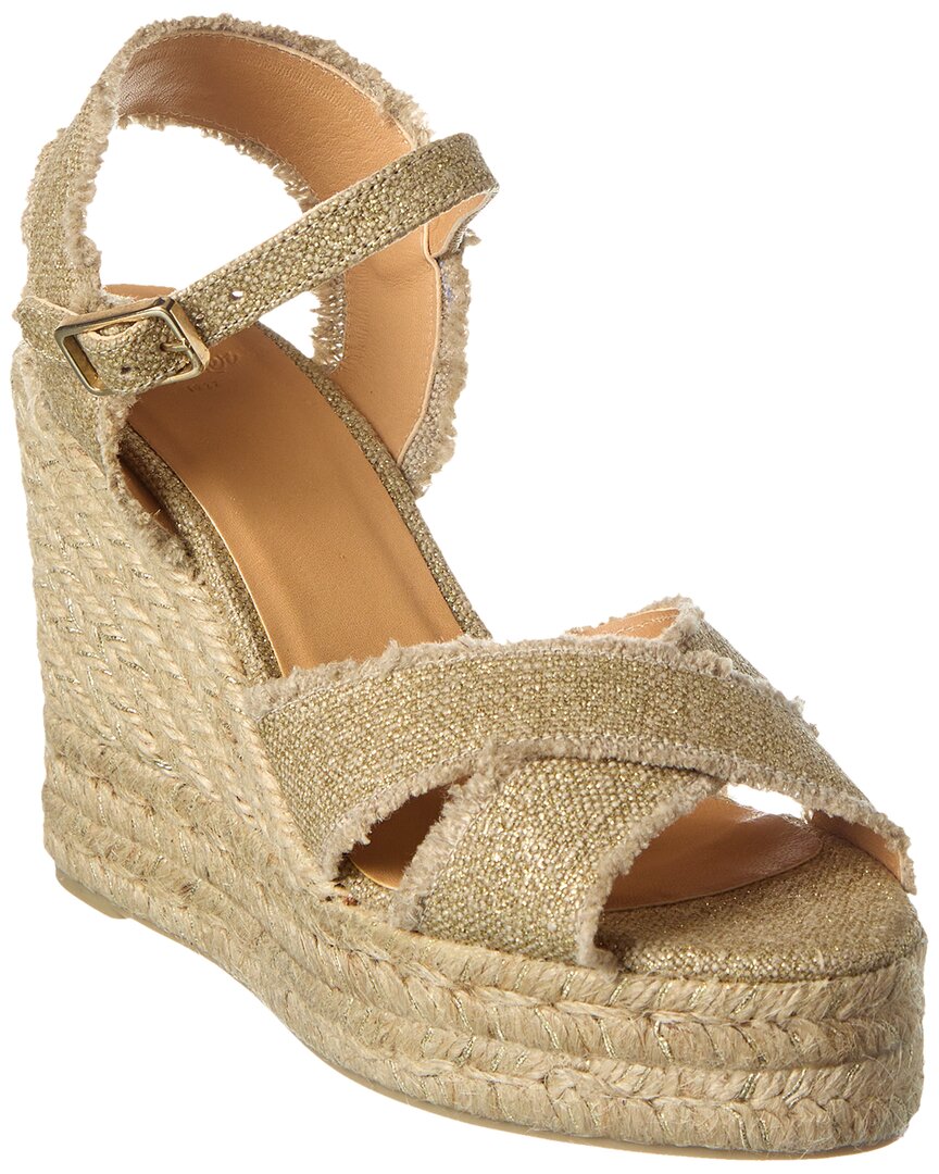 CASTAñER CASTAÑER BROMELIA 100 METALLIC CANVAS WEDGE ESPADRILLE