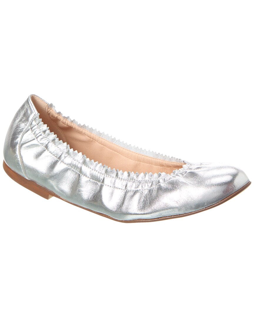 Shop French Sole Cecila Leather Flat In Silver