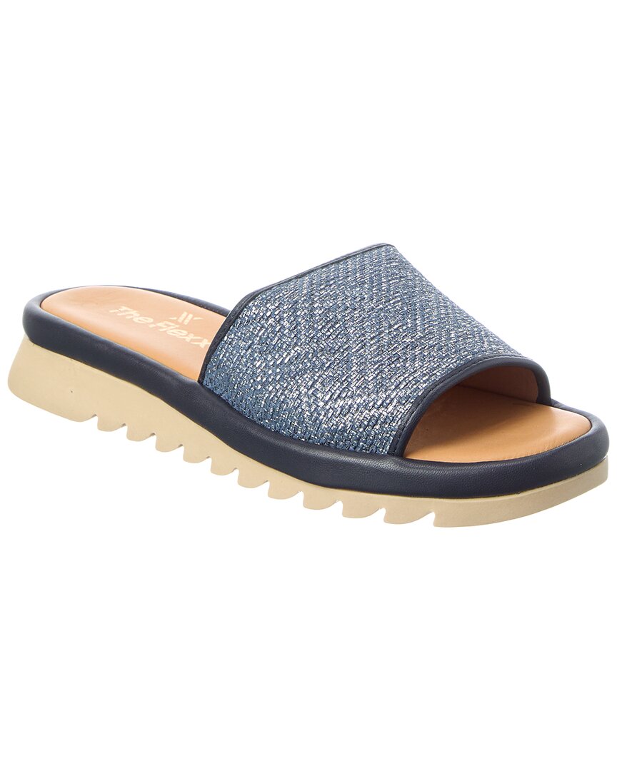 The Flexx Wilma Canvas & Leather Sandal In Navy