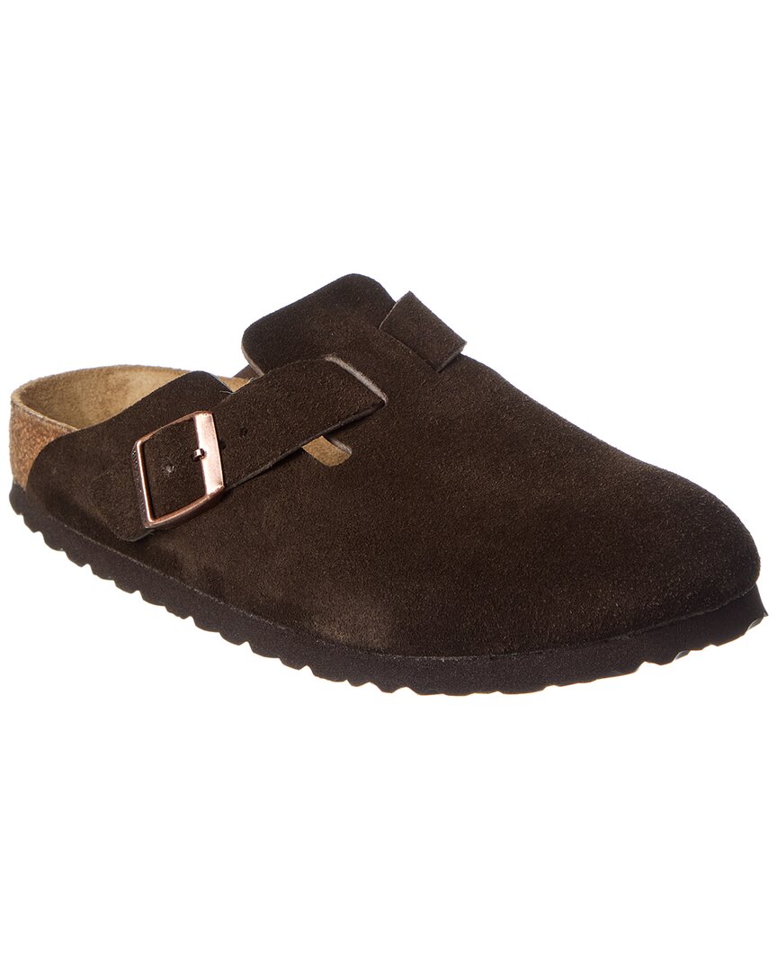 Birkenstock Arizona Narrow Fit Leather Suede Footbed Sandal In Brown