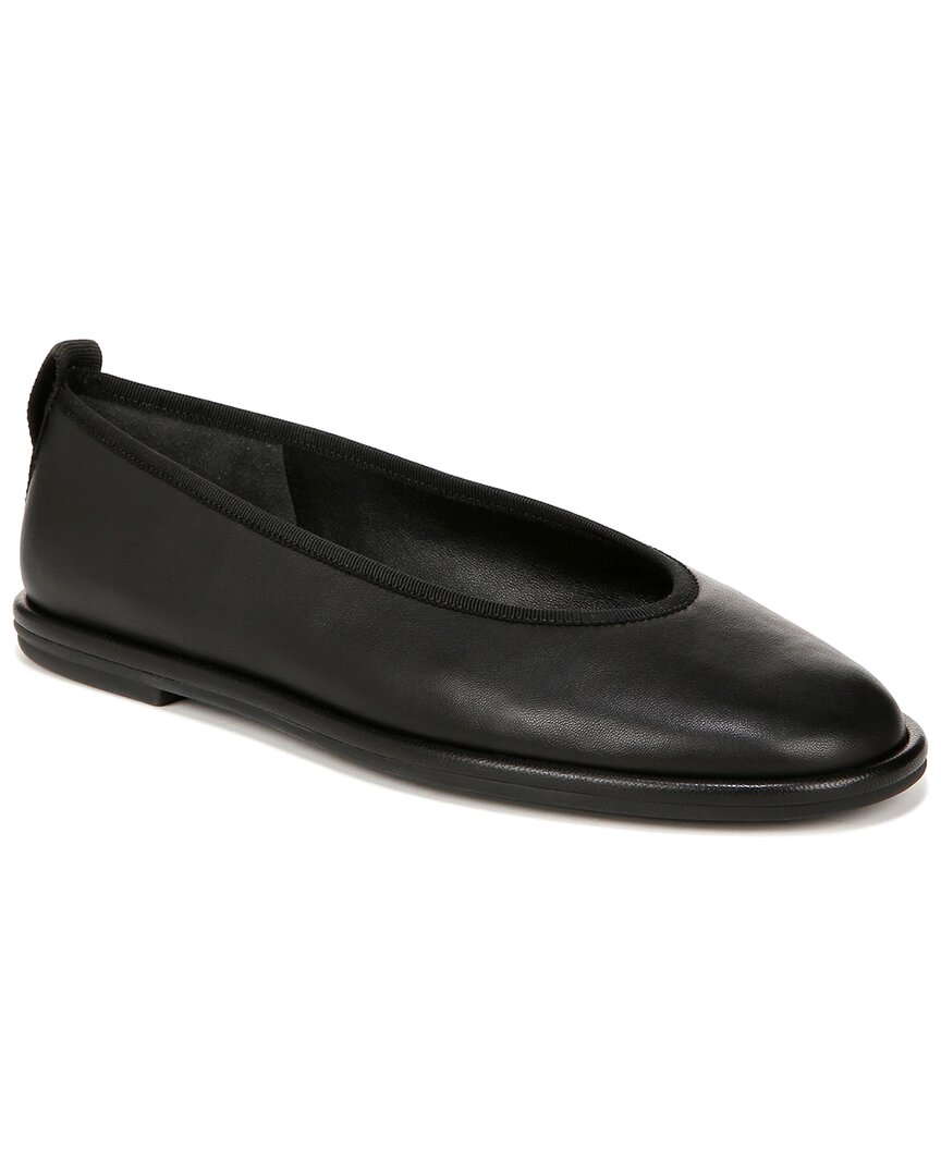 Shop Vince Sofia Leather Flat In Black