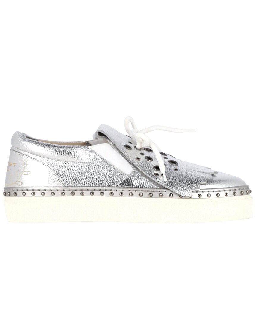 Burberry Women's Leather Kiltie Fringe Detail Slip-on Sneaker (authentic Pre-  Loved) In Silver