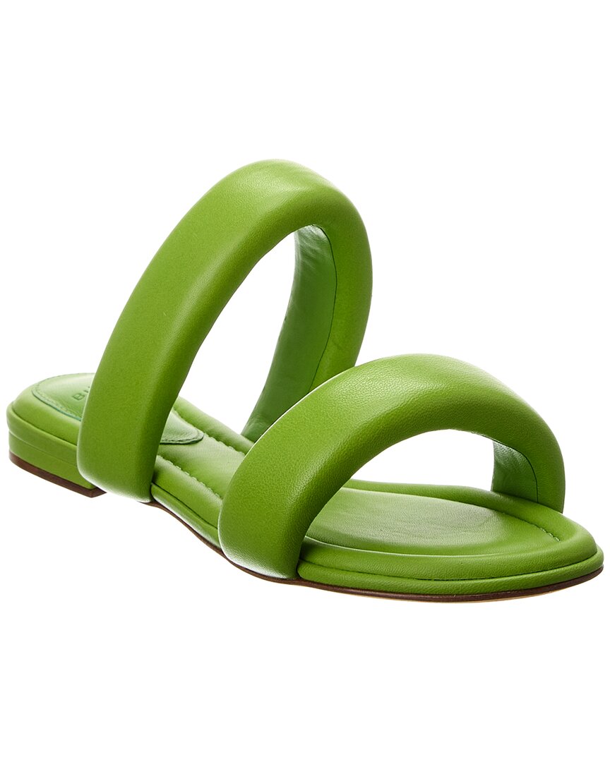 Alexandre Birman Karina 85 Mint Womens Leather Sole Metallic Print Snake Slide Sandals In Green