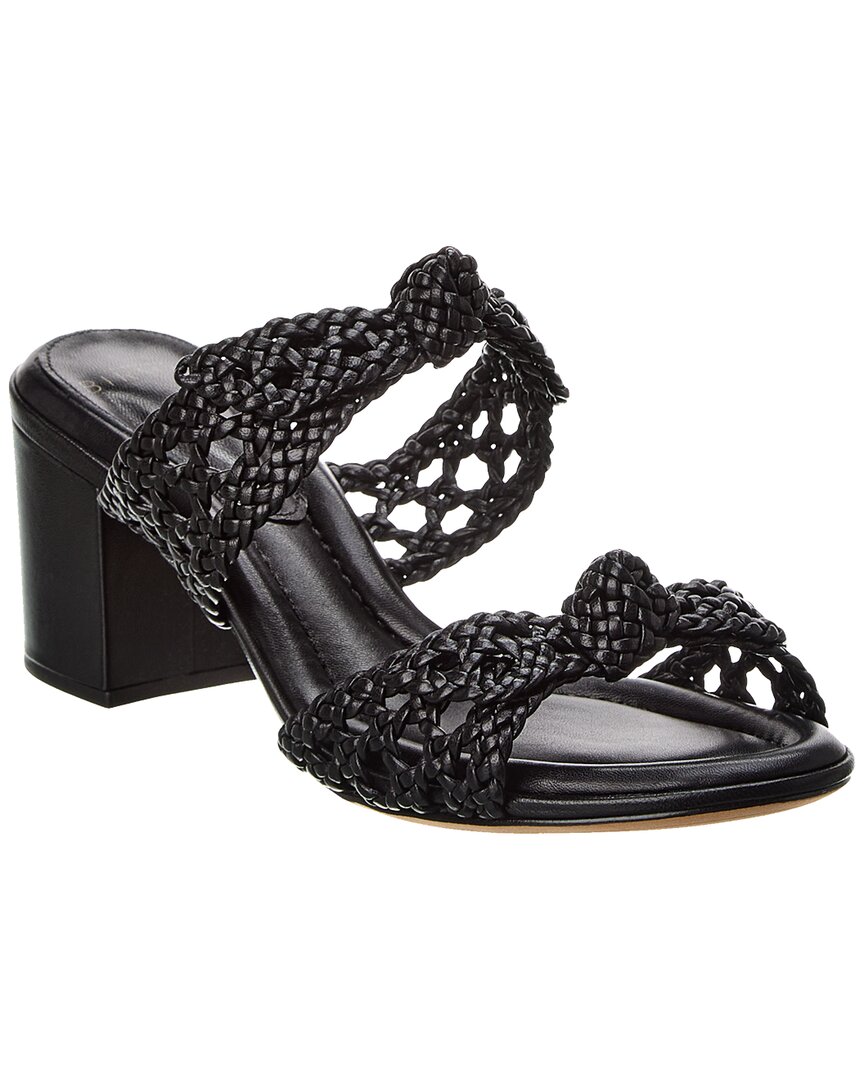 Alexandre Birman Clarita Intreccio 60 Doppia Solet Leather Sandal In Black