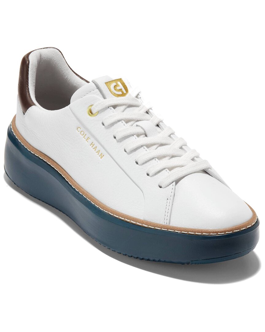 Cole Haan Women's Grandprø Topspin Sneaker In Optic White-chocolate Brown-blue Wing Teal