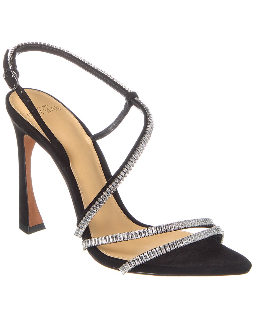 Alexandre Birman Alana Zircone 100 Leather Sandal Black In Black