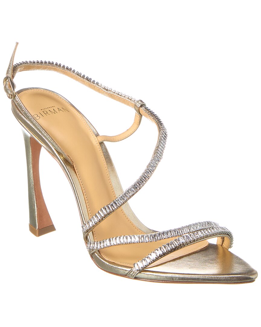 Alexandre Birman Alana Zircone 100 Leather Sandal Silver In Gold