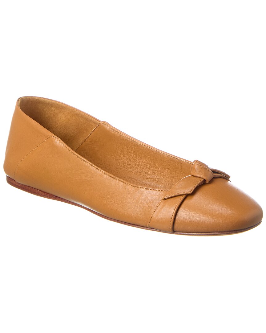 Alexandre Birman Clarita Collapsible Leather Flat In Brown