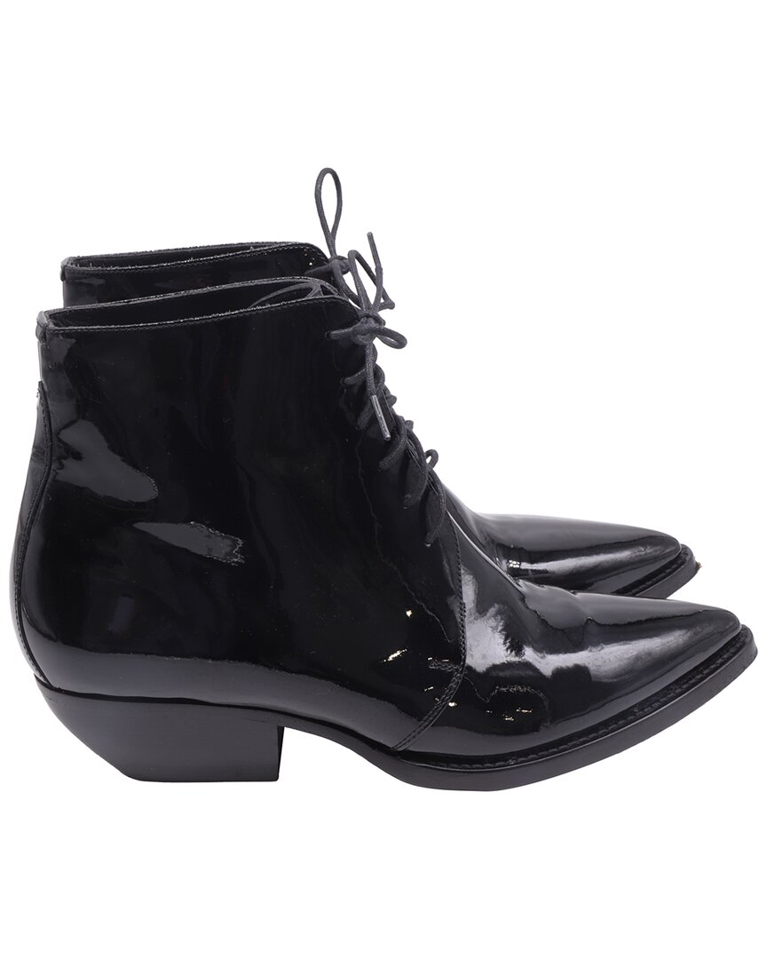 Saint Laurent Women's Patent Leather Theo Boot (authentic Pre-loved) In Black