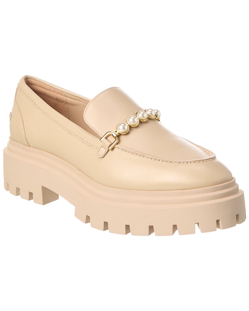 Stuart Weitzman Perla Imitation Pearl Lug Sole Loafer In Brown