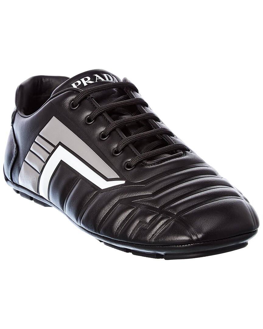 Prada Stylish Sneakers With Metallic Accents And Rubber Sole In Black