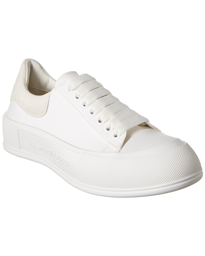 Shop Alexander Mcqueen Deck Plimsoll Canvas Sneaker In White