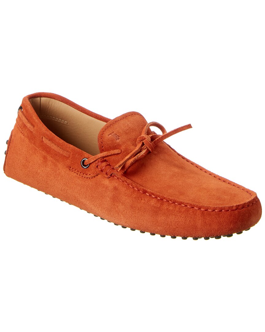 Tod's Gommino Suede Driver In Orange