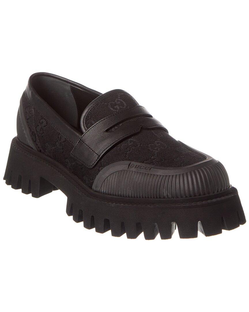 GUCCI GUCCI GG CANVAS & LEATHER LOAFER