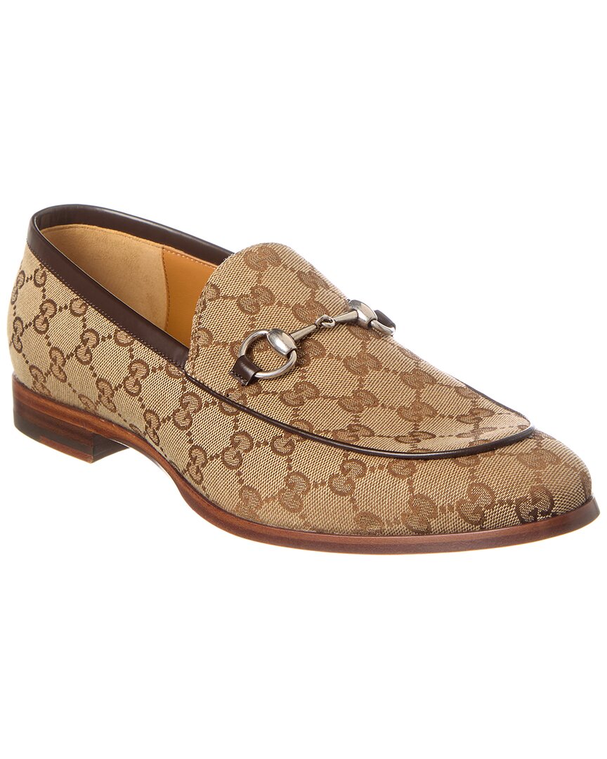 Gucci Gg Supreme Leather Loafers In Brown