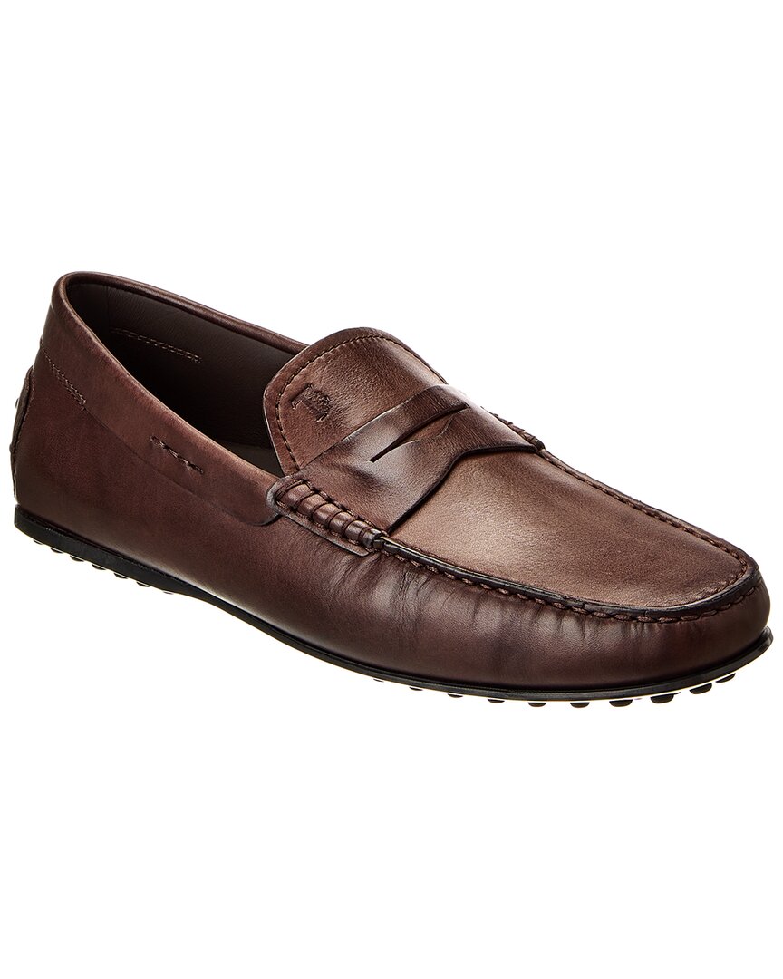 Tod's City Driver Penny Loafers In Brown
