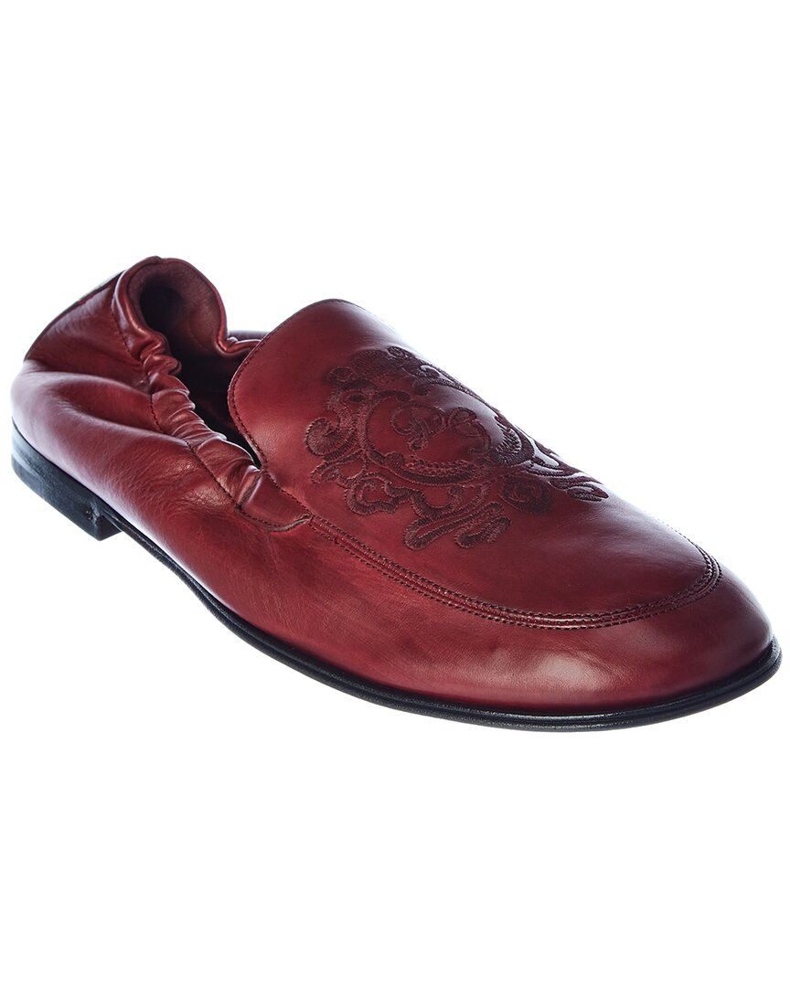 Shop Dolce & Gabbana Leather Slipper In Red