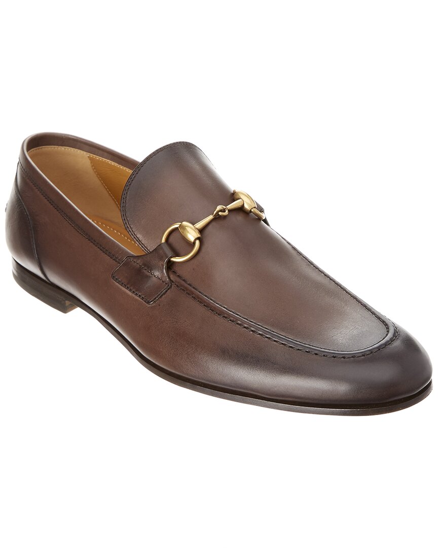 Gucci Jordan Horsebit-detail Leather Loafers In Brown