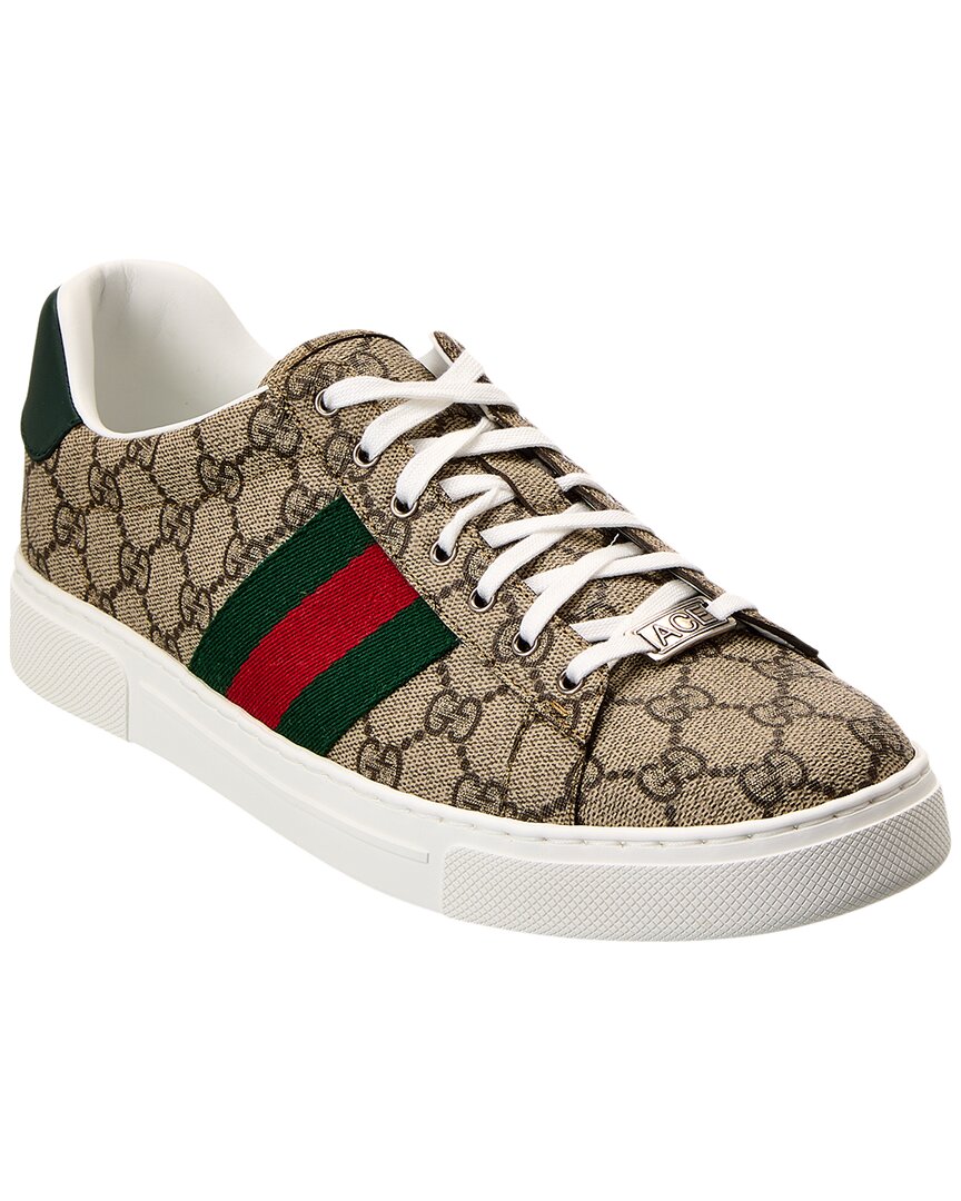 Gucci Ace Web Gg Supreme Canvas & Leather Sneaker Men's | eBay