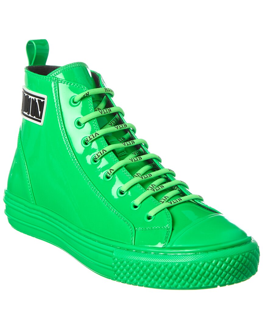 Valentino Patent High-top Sneaker In Green